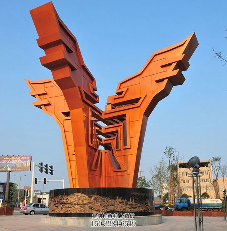 城市精神堡壘雕塑，抽象建筑元素，廣場(chǎng)景觀雕塑小品